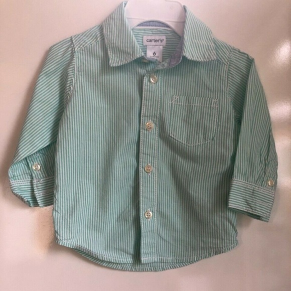 baby boy green button down shirt